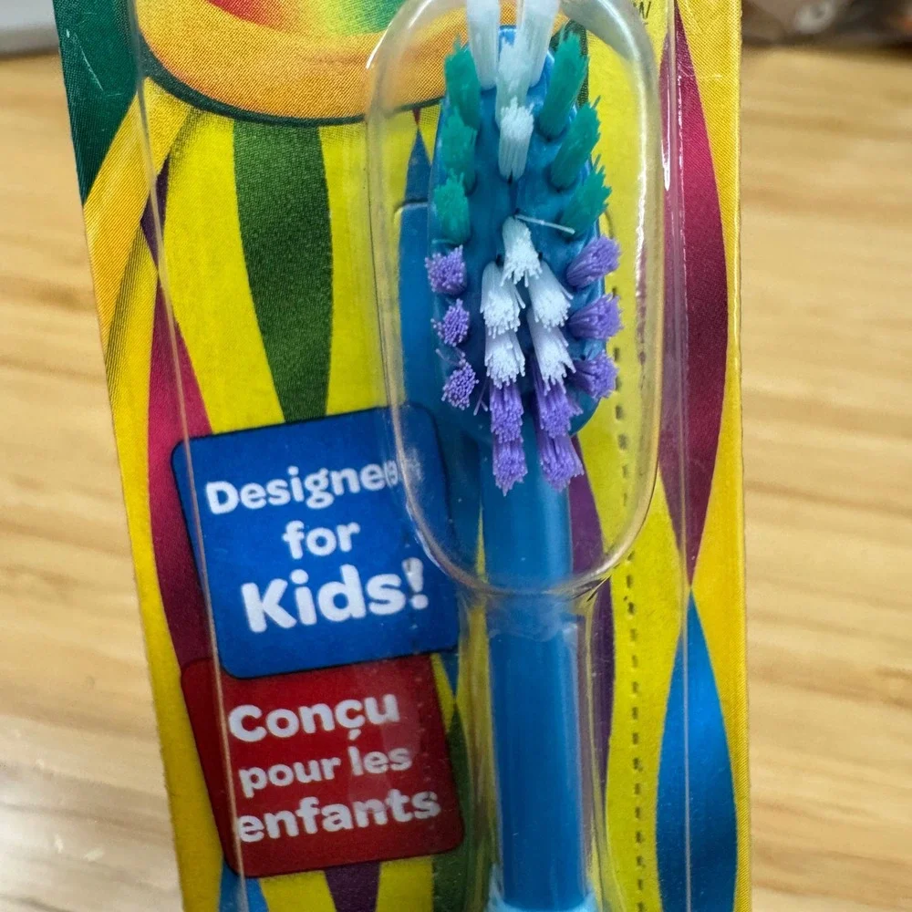 GUM Crayola Kids Toothbrush Metallic Blue Soft Bristles Suction Cup Base New